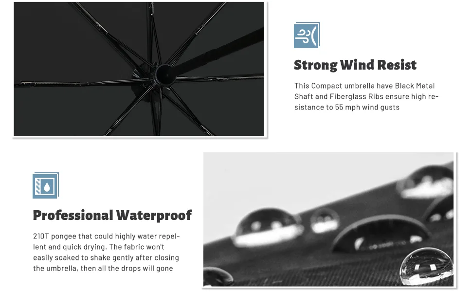 SY COMPACT Travel Umbrella Windproof Automatic Umbrellas-Factory Outlet umbrella black - strong umbrella