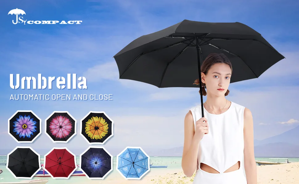SY COMPACT Travel Umbrella Windproof Automatic Umbrellas-Factory Outlet umbrella black - umbrella