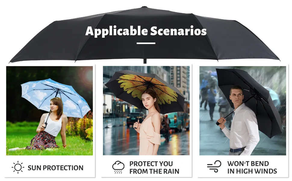 SY COMPACT Travel Umbrella Windproof Automatic Umbrellas-Factory Outlet umbrella black - umbrellas