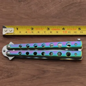 9 Rainbow-Finished Butterfly-Open Styled Travel/Camping Spoon - Butterfly Spoon Compact Design-RB