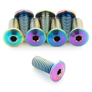 Terske Ultra-Low Profile Superlight Titanium Bottle Cage Bolts Black 4-Pack - Ultra-Low Head Titanium Oil Slick Bottle Cage Bolts