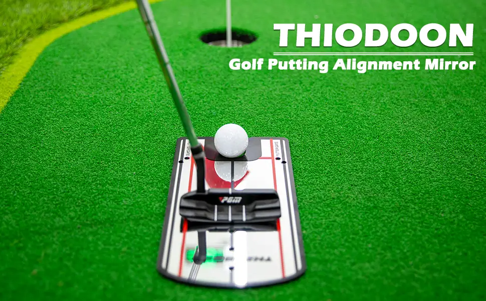 THIODOON Golf Putting Alignment Mirror with Golf Putter Line Putting Mirror Training Aid for Golf Putting Practice for Beginners Golf Putting Mirror Size 12 x 6 Inches - putting alignment mirror