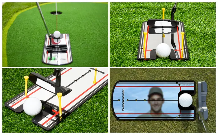 THIODOON Golf Putting Alignment Mirror with Golf Putter Line Putting Mirror Training Aid for Golf Putting Practice for Beginners Golf Putting Mirror Size 12 x 6 Inches - putting alignment tool