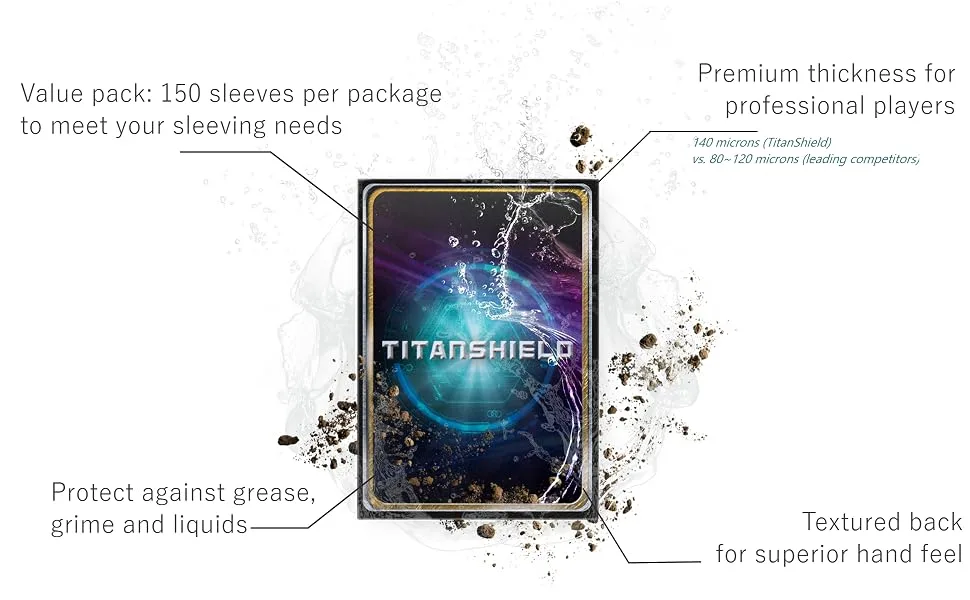 TitanShield (150 Sleeves/White Standard Size Board Game Trading Card Sleeves Deck Protector for MTG, Baseball Collection, Dropmix - features