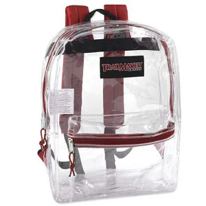 Trail maker Clear Backpack With Reinforced Straps & Front Accessory Pocket - Perfect for School, Security, & Sporting Events Black - red backpack unisex rainbow gay lgbt friendly transgender safe