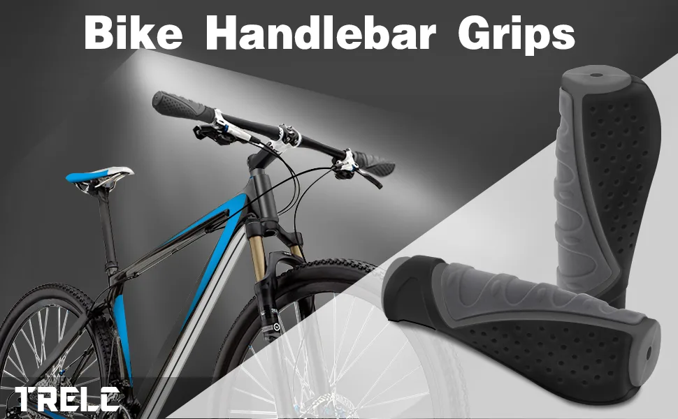 TRELC Antislip Bicycle Handlebars Grips Protector For Bicycle/ Mountain Bike/ Road Bike/ Folding Bike (Black+Grey) - bike grips
