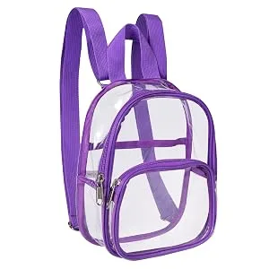 USPECLARE Clear Mini Backpack Stadium Approved, Waterproof Transparent Backpack for Security Travel, Concert & Sport Events (Purple) - Clear backpack