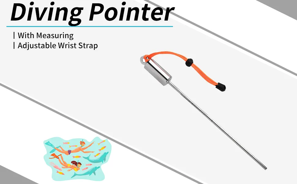 Diving Pointer, Stainless Steel Lobster Tickle Pointer Underwater Shaker Noise Maker Diving Diving Stick Rod with Lanyard (Orange) - Diving Pointer