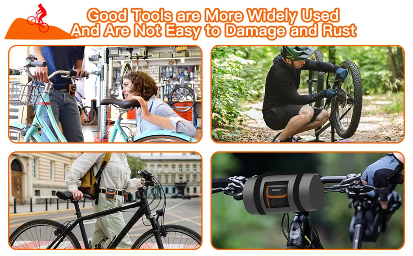 Portable Bike Repair Kit include 16 in 1 Multi Tool, 2 iron Tire Levers and 5 Pre-glued Patch Tire Patch, Metal Files, All in One Mini Tool Bag - bike tool kit