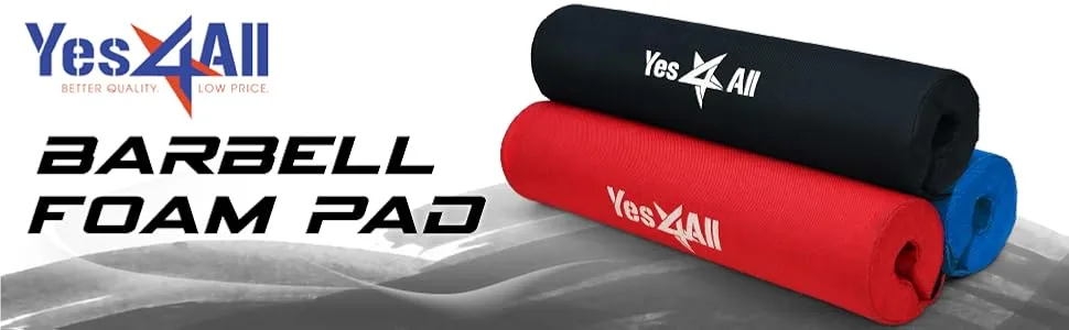Yes4All squat bar pad velcro A. Black 0.6 Pound - Barbell Foam Pad