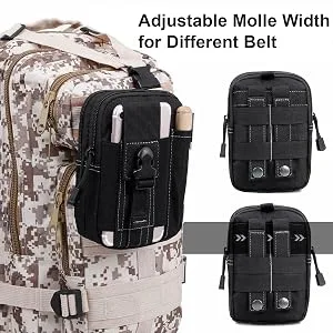 Tactical Molle Pouch Bag - EDC Utility Gadget Waist Bag Pack- Camping Hiking Outdoor Gear - Cell Phone Holster Holder - Black - product information 5