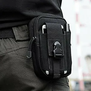 Tactical Molle Pouch Bag - EDC Utility Gadget Waist Bag Pack- Camping Hiking Outdoor Gear - Cell Phone Holster Holder - Black - product information 6