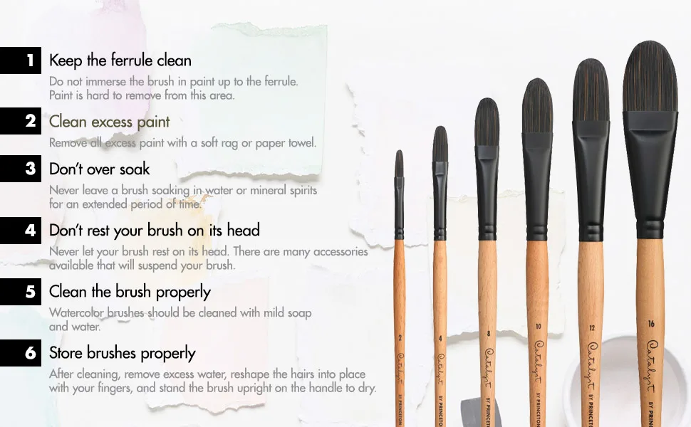 Princeton Catalyst Polytip, Brushes for Acrylic & Oil, Series 6400 Long Handle, Filbert, Size 4 Size 4 Filbert Filbert - Brush Care
