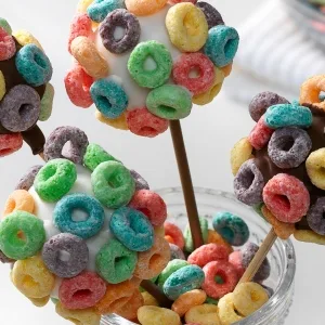 Kelloggs Corn Pops Breakfast Cereal, 8 Vitamins and Minerals, Kids Snacks, Large Size, Original, 14.6oz Box (1 Box) - Make a bouquet of cake pops for a birthday party and decorate them with Froot Loops
