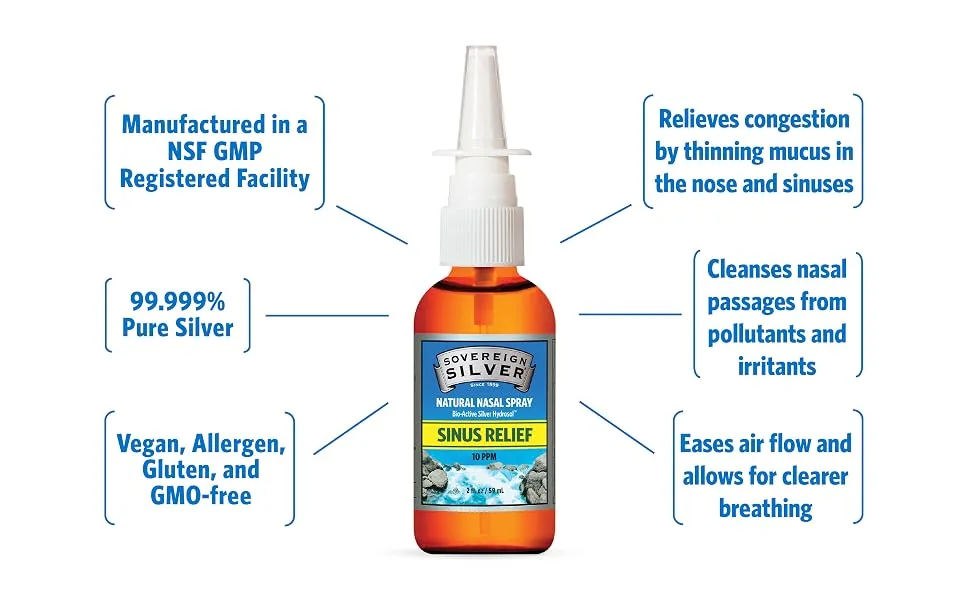 Sovereign Silver Bio-Active Silver Hydrosol for Immune Support - 10 ppm, 1 oz - Nasal Spray - congestion relief