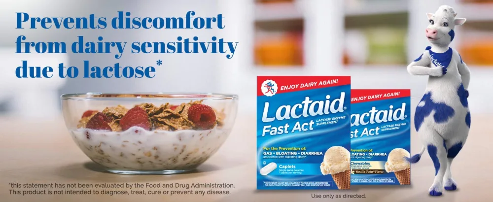 Lactaid Fast Act Lactose Intolerance Chewables with Lactase Enzymes, Vanilla Twist, 32 Pks of 1-ct. - Lactaid