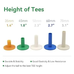 XMWangzi Golf Rubber Tees Practice Training, Driving Putting Chipping Range Mixed Size, Excellent Effect Used with Golf mats and Golf nets, Suitable for Indoor Outdoor Backyard Home Office 5 PCs - 5 Golf Rubber Tees