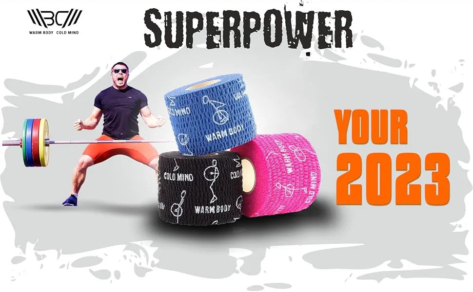 WARM BODY COLD MIND 2" Premium Lifting Thumb Tape for Weightlifting, Powerlifting & Strength Deadlift Training, for Crossfit, Hook Grip Tearable Cotton Sweat Proof (White 3 Rolls) - 2023