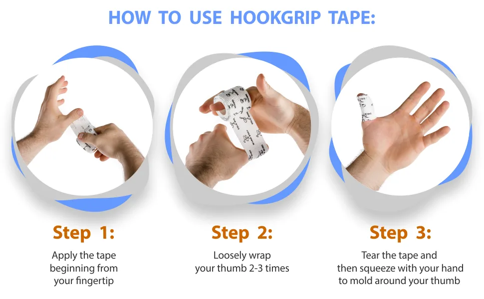WARM BODY COLD MIND 2" Premium Lifting Thumb Tape for Weightlifting, Powerlifting & Strength Deadlift Training, for Crossfit, Hook Grip Tearable Cotton Sweat Proof (White 3 Rolls) - hookgrip tape