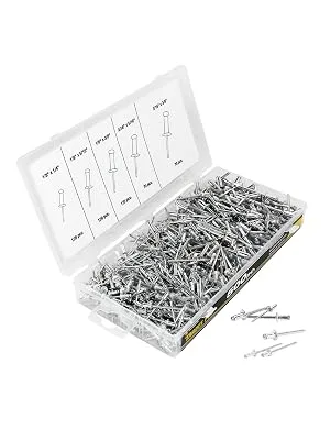 Alltrade Tradespro Aluminum Rivet Assortment, 500 Pieces, Multiple Sizes, Fasteners with Organized Storage Case, 836341 Rivit - tradespro