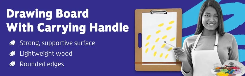 Artlicious Drawing Board - 13 x 17 Sketch Boards with Handle for Drafting Art - Portable Wooden Clipboard for Class or Studio Fit in Artists Tote 13x17 - Drawing Board with Carrying Handle