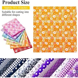56pcs 9.8" x 9.8" (25cm x 25cm) No Repeat Design Printed Floral Cotton Fabric for Patchwork, Precut Fabric Square for DIY Sewing,Quilting Squares Bundles - precuts quilting fabric