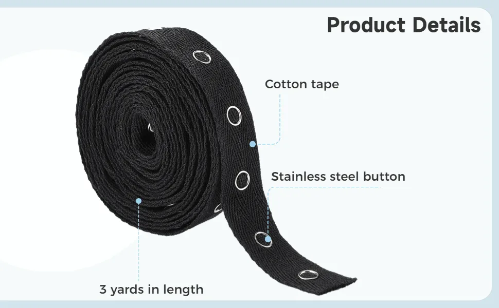3 Yard Sewing Snap Tape Trim, Snap Button Tape Soft Cloth Sewing Snap, Sewing Snap Ribbon Fastener Press Stud Tape for Sewing DIY Accessories (3 Yard Black) - 3 Yard Sewing Snap Tape Trim