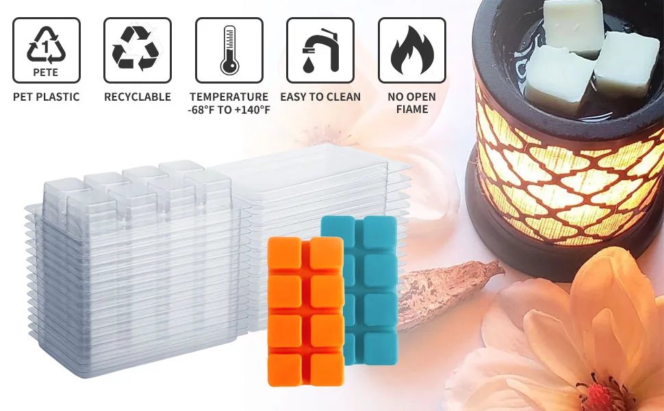 EUPNHY Wax Melt Containers-8 Cavity Clear Empty Plastic Wax Melt Molds-25 Packs Cubes Clamshells for Tarts Wax Melts. - tart shells wax molds for melts wax melt molds silicone moldes de silicona para gelatinas wax tart