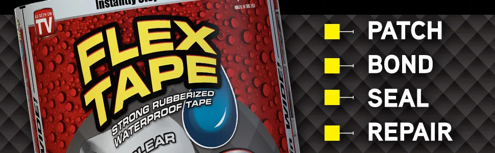 Flex Tape Rubberized Waterproof Tape, 4" x 5', Clear - Patch, Bond, Seal, Repair