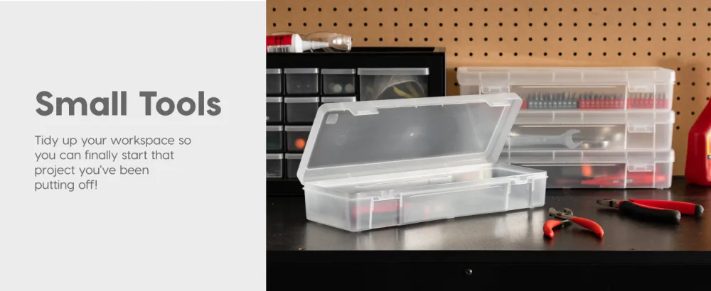 IRIS USA Small Plastic Hobby Art Craft Supply Organizer Storage Box with Snap-Tight Closure Latch, 10 Pack, Art Satchel Storage Case for Ribbons, Beads, Sticker, Yarn, and Ornaments, Stackable, Clear Small - 10 Pack - garage tool box storage container lids organizer clear supply plastic small cables nut bolt screws