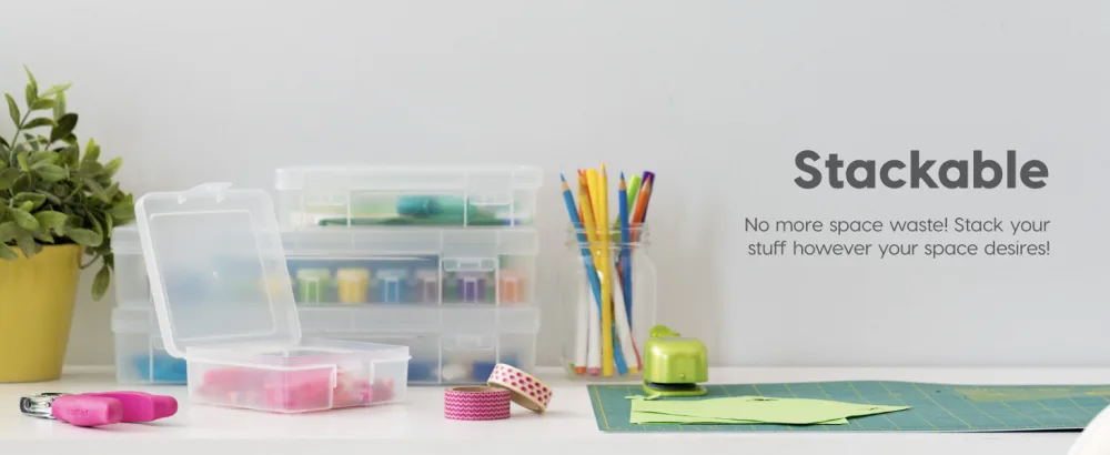 IRIS USA Small Plastic Hobby Art Craft Supply Organizer Storage Box with Snap-Tight Closure Latch, 10 Pack, Art Satchel Storage Case for Ribbons, Beads, Sticker, Yarn, and Ornaments, Stackable, Clear Small - 10 Pack - pencil box storage container lids craft organizer clear art supply plastic small hobby school