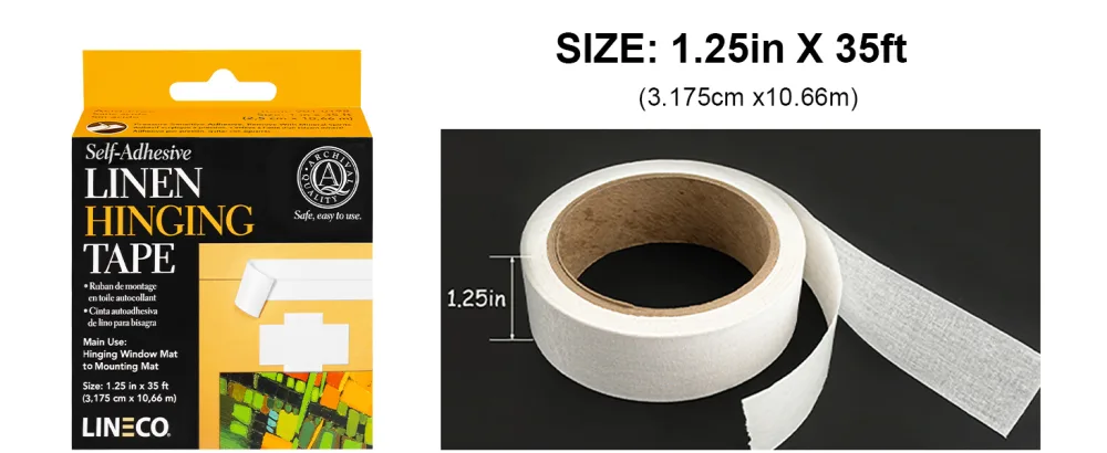 Lineco L533-1015 Self Adhesive Linen Tape 1.25Inx35Ft, Average, Multicolor 1 Multicolor - hinging tape