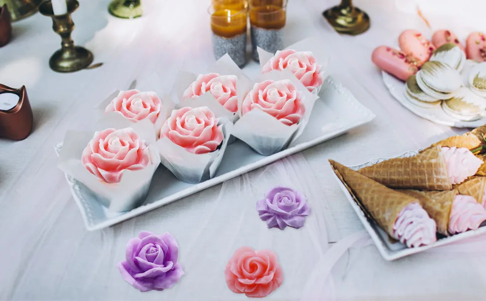 6Pcs 3D Flower Silicone Molds Set, Bloom Rose Silicone Molds for Soap Making ,Peony Molds for Handmade Chocolate, Cupcake, Dessert Decoration (6Pcs A) - bloom Flower Silicone Molds