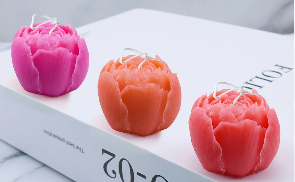 6Pcs 3D Flower Silicone Molds Set, Bloom Rose Silicone Molds for Soap Making ,Peony Molds for Handmade Chocolate, Cupcake, Dessert Decoration (6Pcs A) - Candle Soap Making