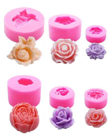 6Pcs 3D Flower Silicone Molds Set, Bloom Rose Silicone Molds for Soap Making ,Peony Molds for Handmade Chocolate, Cupcake, Dessert Decoration (6Pcs A) - product information 2
