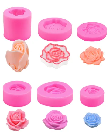 6Pcs 3D Flower Silicone Molds Set, Bloom Rose Silicone Molds for Soap Making ,Peony Molds for Handmade Chocolate, Cupcake, Dessert Decoration (6Pcs A) - product information 3