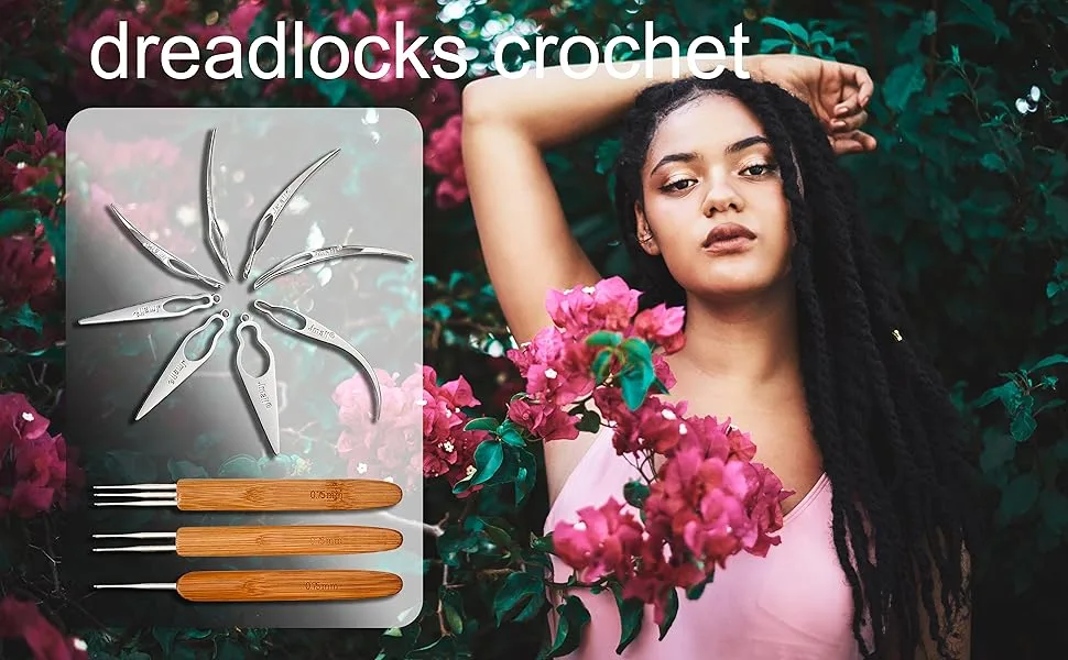 Dreadlock Crochet Needle Kit, Interlocking Tool for Locs, Crochet Hooks for Hair Dreadlock Accessories with Easy Clean Organizer - dreadlocks