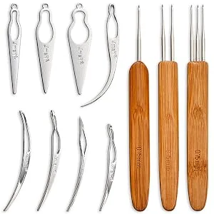 Dreadlock Crochet Needle Kit, Interlocking Tool for Locs, Crochet Hooks for Hair Dreadlock Accessories with Easy Clean Organizer - Dreadlocks crochet