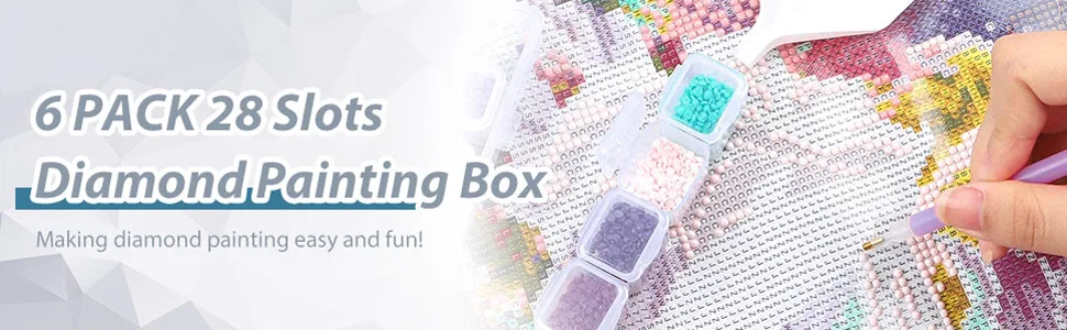 SGHUO 168 Slots 6pcs 28 Grids Diamond Painting Boxes Plastic Organizer, Bead Organizer transparent - SGHUO