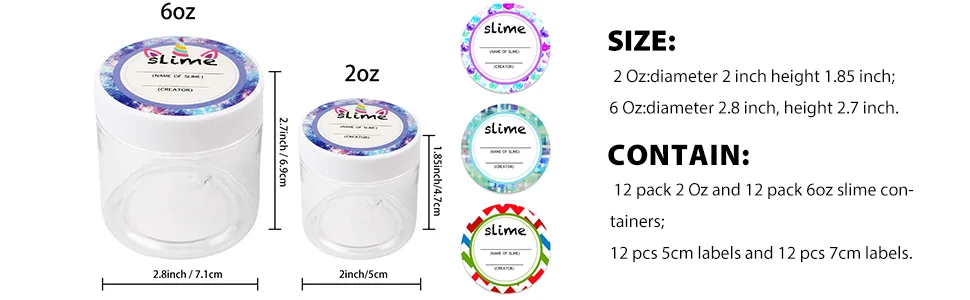 SGHUO 24 Pack Empty Slime Containers - SGHUO