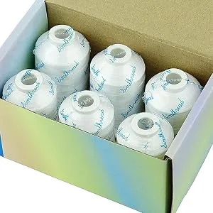 Simthread 6 Polyester White Machine Embroidery Threads 1000M(1100Yards) for Brother, Babylock, Janome, Pfaff, Singer, Bernina and Other Home Machines (White) - 63C500