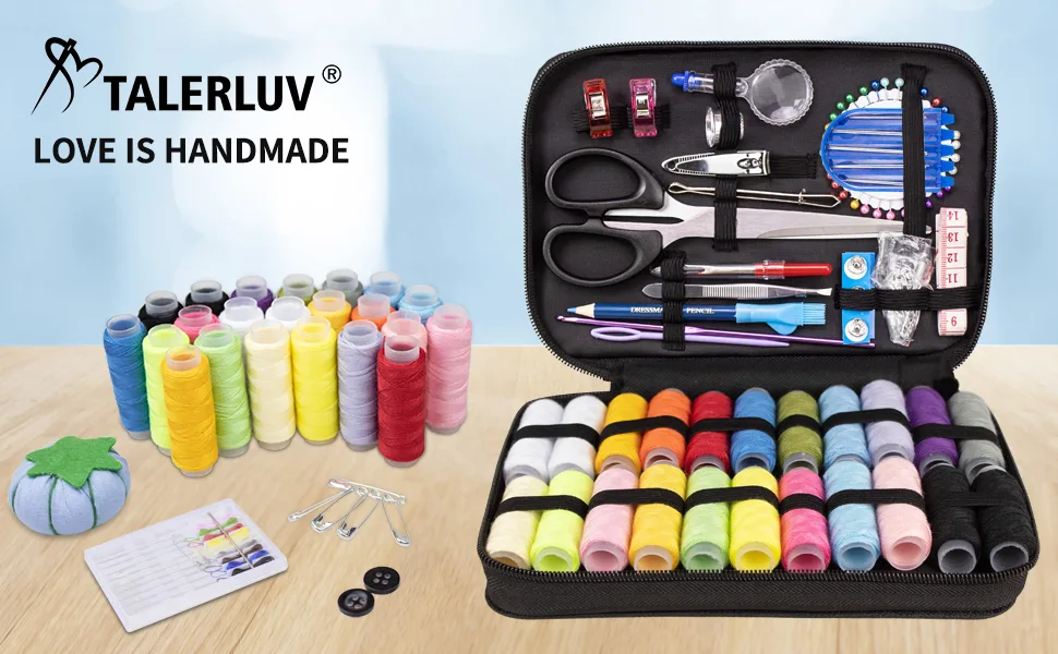 TALERLUV Needle and Thread Sewing Kit for Adults, Basic Hand Sewing Starter Set for Beginner, Travel, Small Fixes and Emergency Repairs, DIY Sewing Tools Supplies Large sewing kit - sowing tool