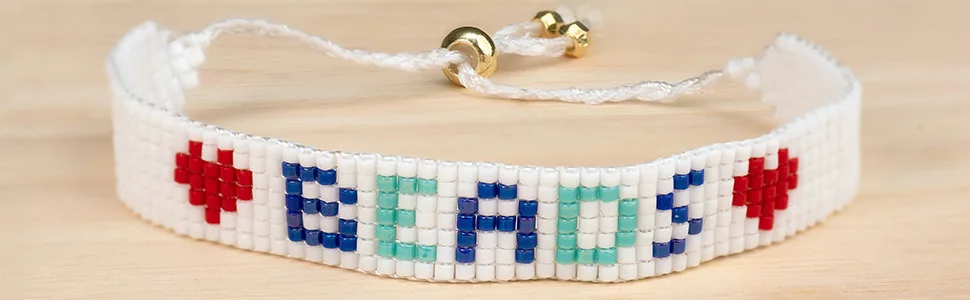 The Beadsmith LoomEEZ Japanese Bead Loom Kit  Includes Adjustable Loom, Miyuki Glass Beads, Thread & Needle, Warp Thread, Findings and Instructions  Make Bracelets, Necklaces, Belts, and More - beads bracelet