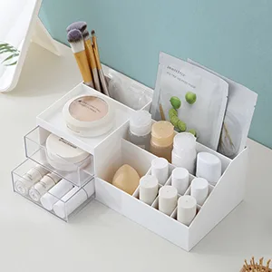 Multifunction Desk Organizer, BREIS Makeup Storage for Eyeshadows, Concealers, Powders, Nail Polish,9.65x 4.8x 3.67 (White) - Makeup organizer
