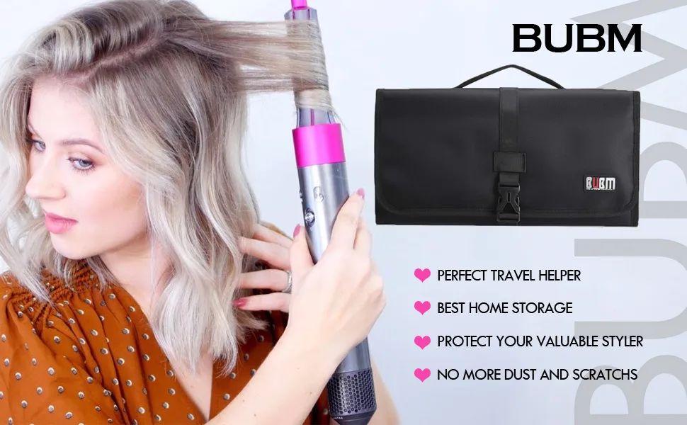 BUBM Travel Case Carrying Case Portable Storage Bag Roller Hanging Bag Organizer for Dyson Airwrap Styler,Shark Flexstyle Air Styling & Drying System,Black - dyson airwrap styler case