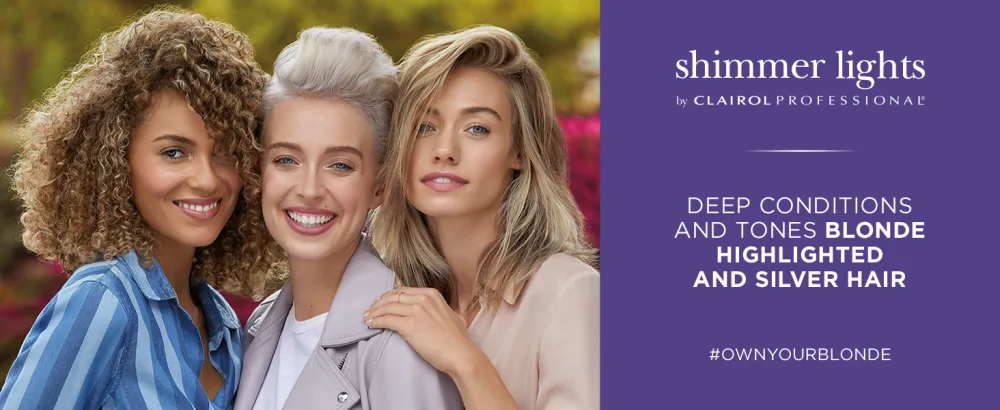 Clairol Professional Shimmer Lights Violet Toning Mask for Neutralizing Brassy Tones with Refreshing Blonde Hair Results 200mL - Shimmer Lights KV