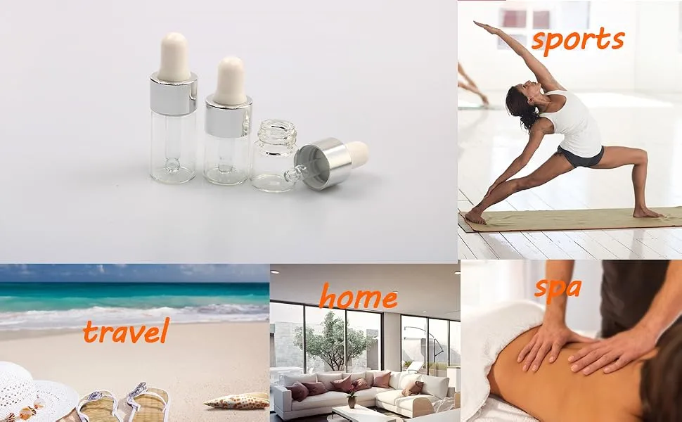 ConStore 50pcs Clear Glass Dropper Bottles Mini Essential Oil Vials with Glass Eye Dropper Empty Cosmetic Lotion Sample Bottles Refillable DIY Cosmetic Container Liquid Perfume (2ml) - product information 7