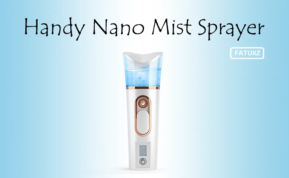 FATUXZ Handy Nano Mist Sprayer with Skin Analyzer Moisture Tester, Portable Facial Atomization Eyelash Extensions Steamer Mister,Mini Cool with Large Capacity ,Face Moisturizing,Hydration Refreshing White - 970X600