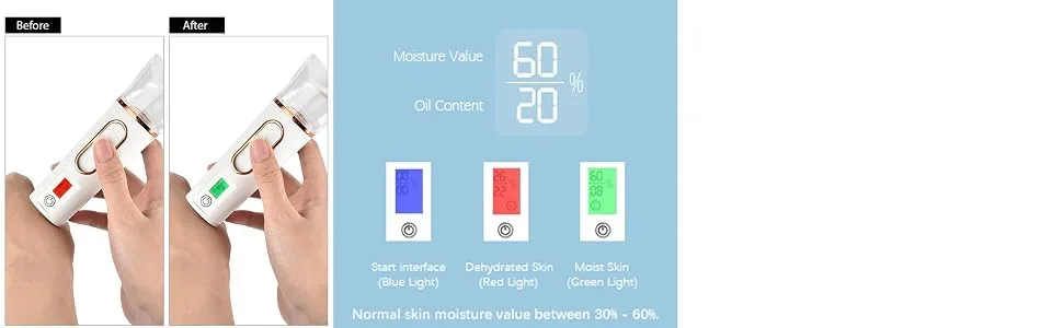 FATUXZ Handy Nano Mist Sprayer with Skin Analyzer Moisture Tester, Portable Facial Atomization Eyelash Extensions Steamer Mister,Mini Cool with Large Capacity ,Face Moisturizing,Hydration Refreshing White - product information 24