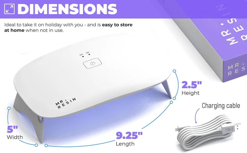 Extra Large Size Portable Fast Curing UV LED Curing Light UV Light for Nails and UV Resin XL light - Mr Resin Large Light
